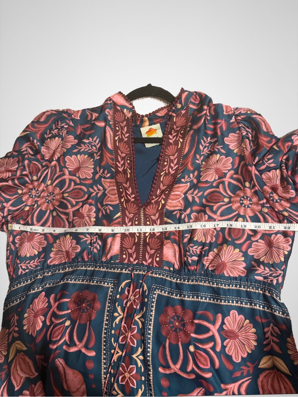 šFarm Rio XL Seashell Tapestry Printed 3/4-Sleeve Maxi Dress - Picture 9 of 9
